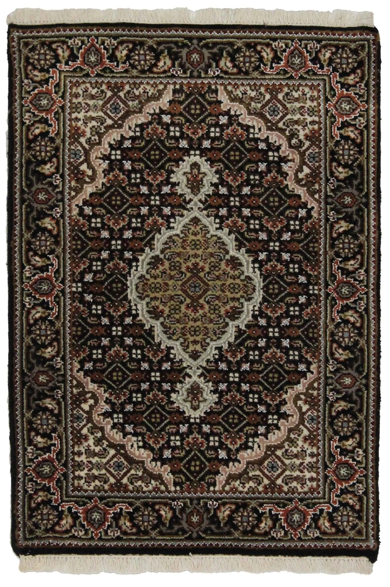 Canvello Hand Made Formal Medallion Indo Tabriz Rug - 2'1'' X 3'0''-0