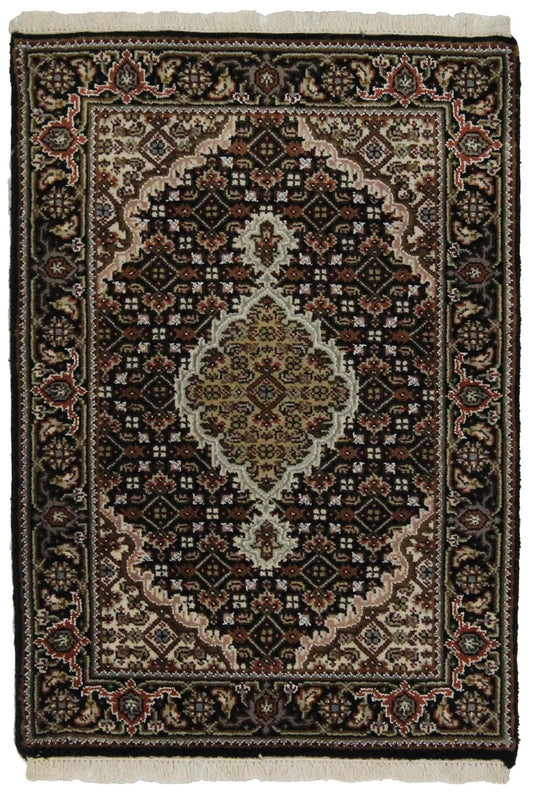 Canvello Hand Made Formal Medallion Indo Tabriz Rug - 2'1'' X 3'0''-0