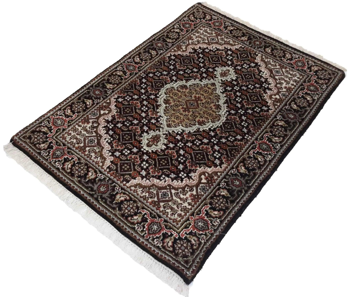 Canvello Hand Made Formal Medallion Indo Tabriz Rug - 2'1'' X 3'0''-3