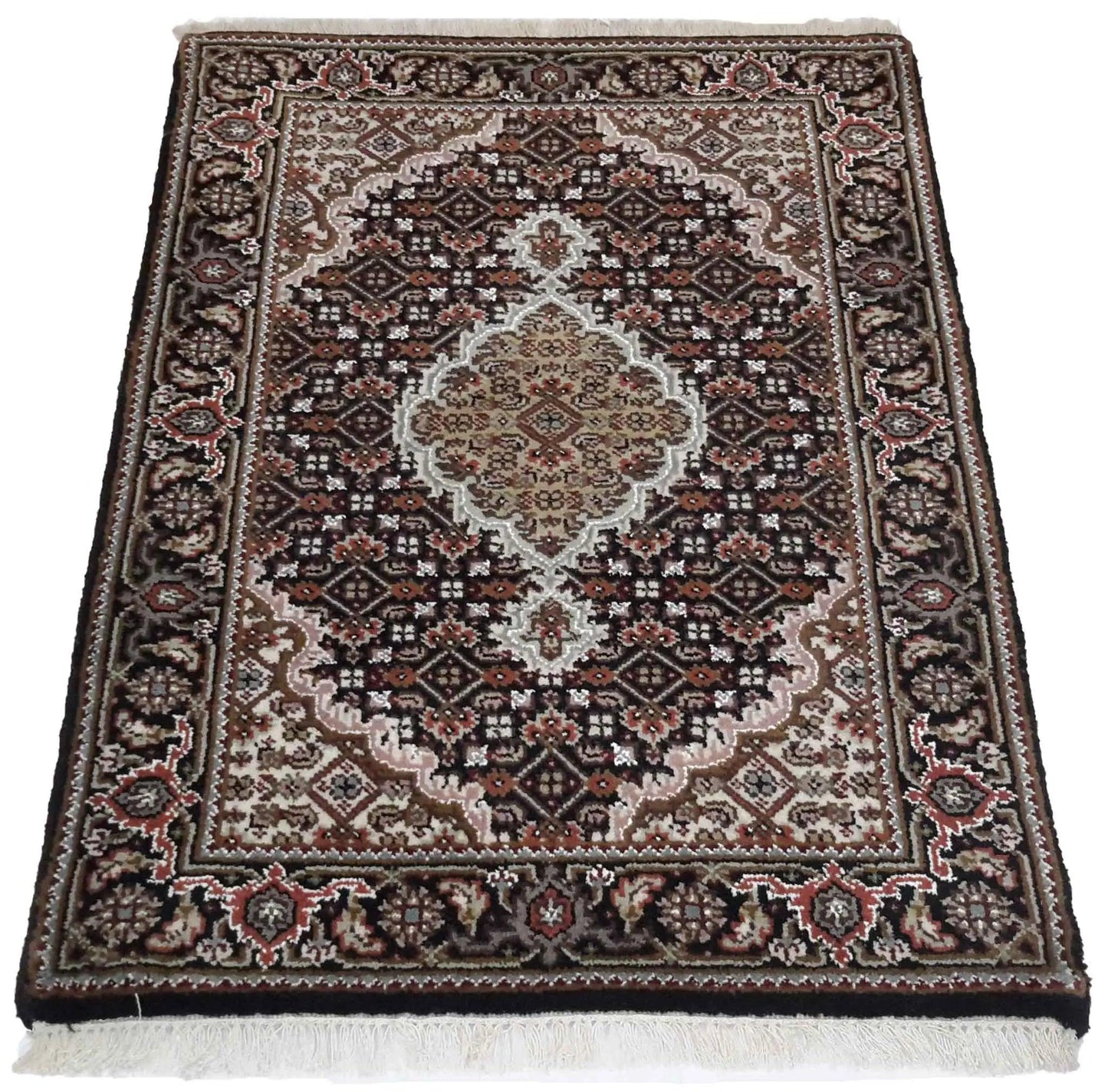 Canvello Hand Made Formal Medallion Indo Tabriz Rug - 2'1'' X 3'0''-1