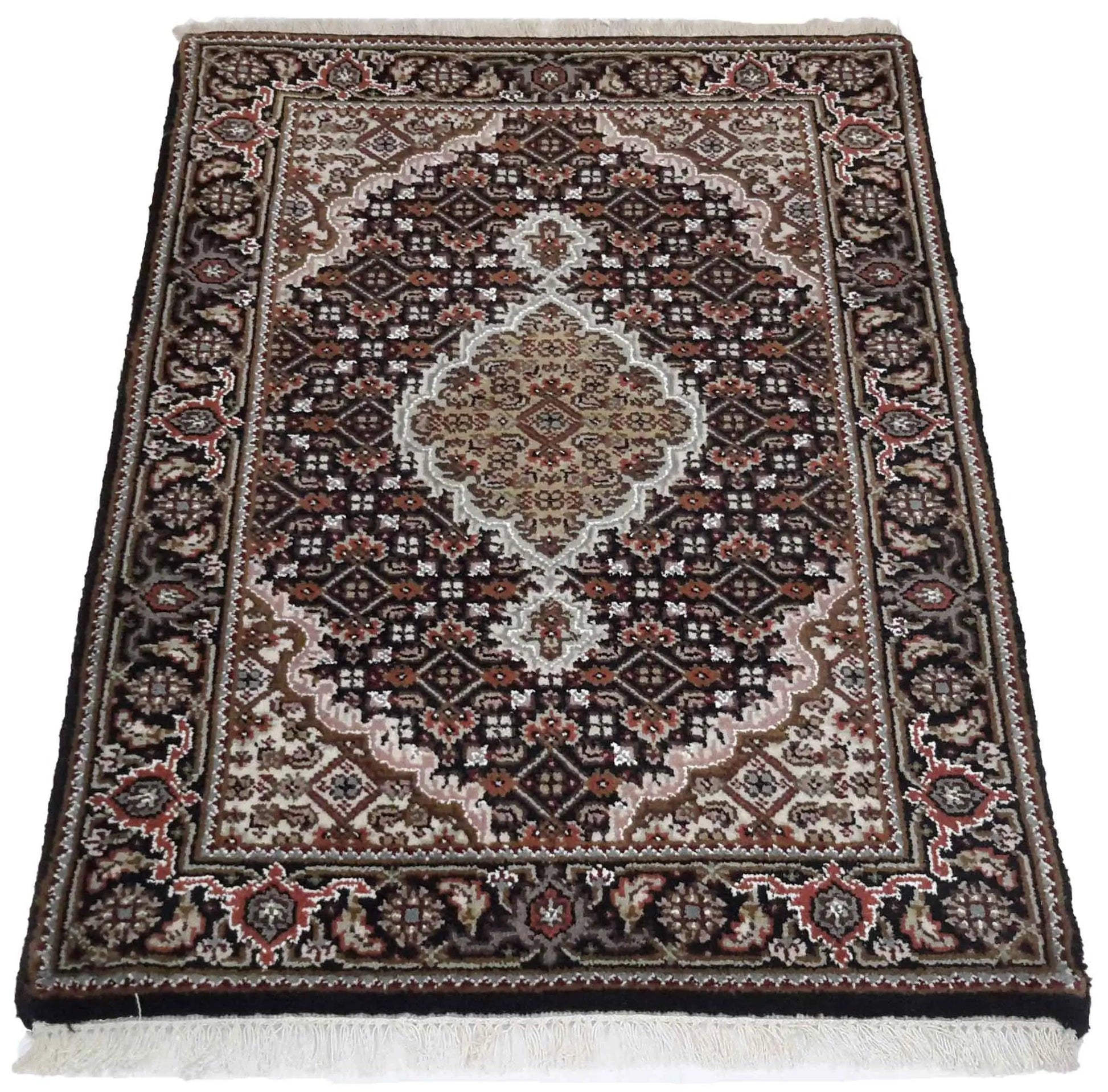 Canvello Hand Made Formal Medallion Indo Tabriz Rug - 2'1'' X 3'0''-1