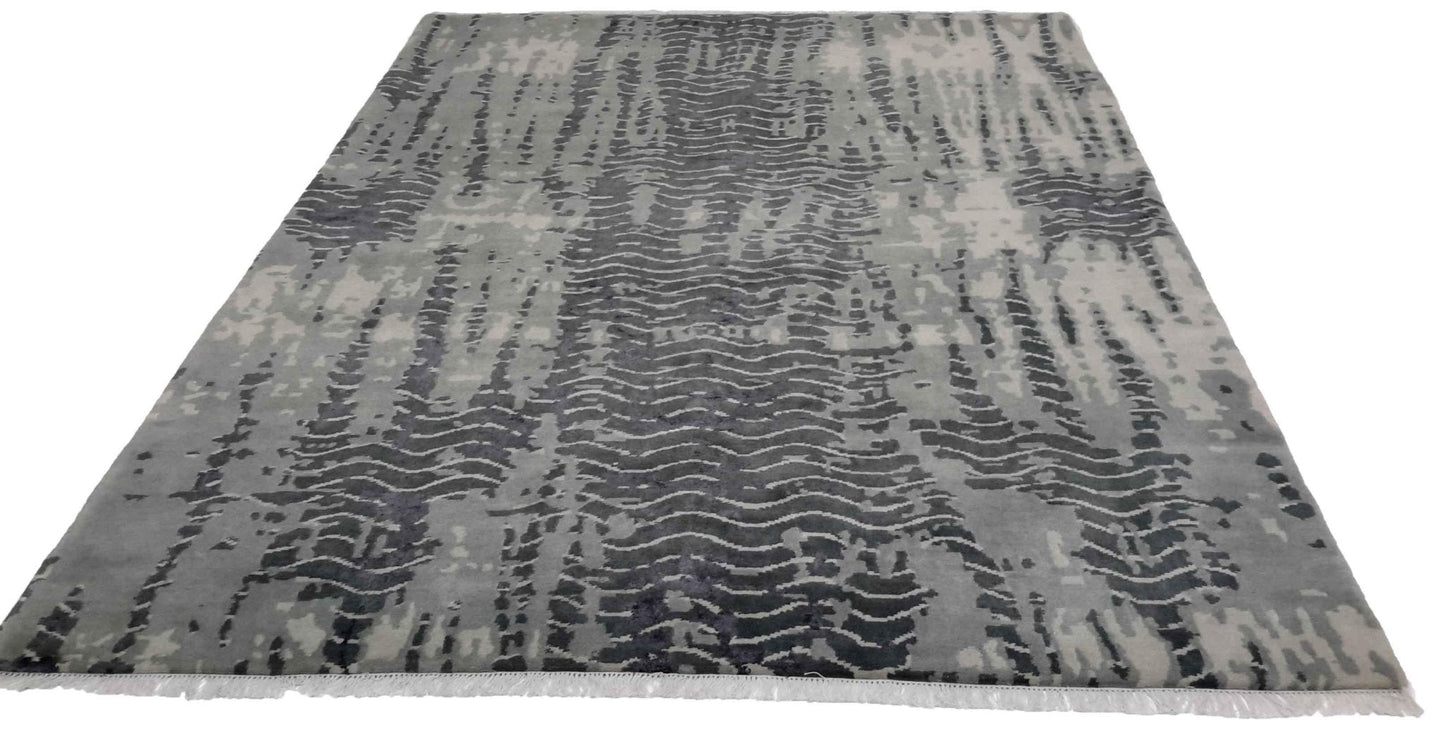 Canvello Hand Made Modern All Over Indo Rug - 6'8'' X 9'8''-1