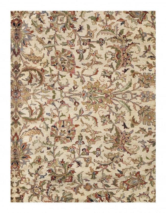 Canvello Ivory Fine Hand Knotted Tabriz Rug 10'2'' X 13'-2