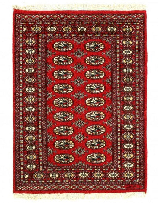 Canvello Red Fine Hand Knotted Bokhara Rug 3'3'' X 4'6''-0