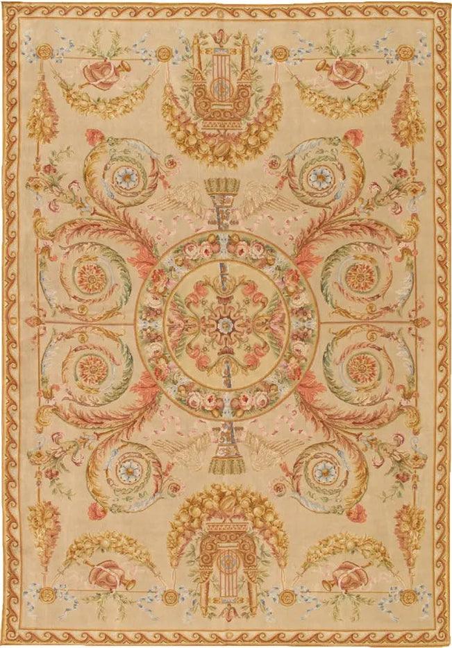 Canvello Savonnerie Hand-Knotted Lamb's Wool Area Rug- 9'9" X 13'11"-0