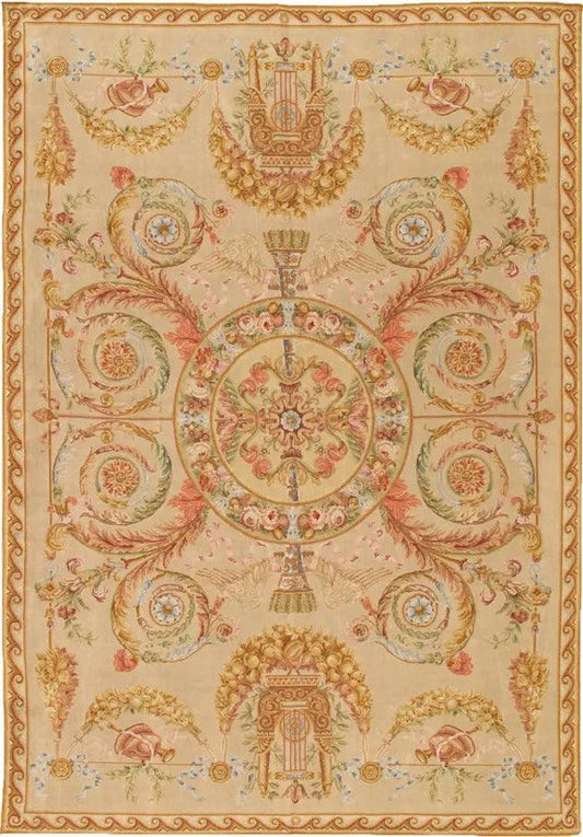 Canvello Savonnerie Hand-Knotted Lamb's Wool Area Rug- 9'9" X 13'11"-0