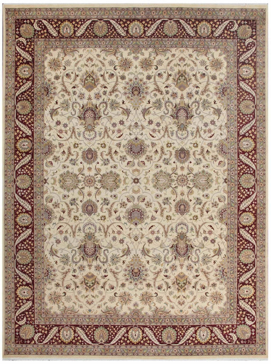 Canvello Tabriz Hand-Knotted Lamb's Wool Area Rug- 9'1" X 12'2"-0