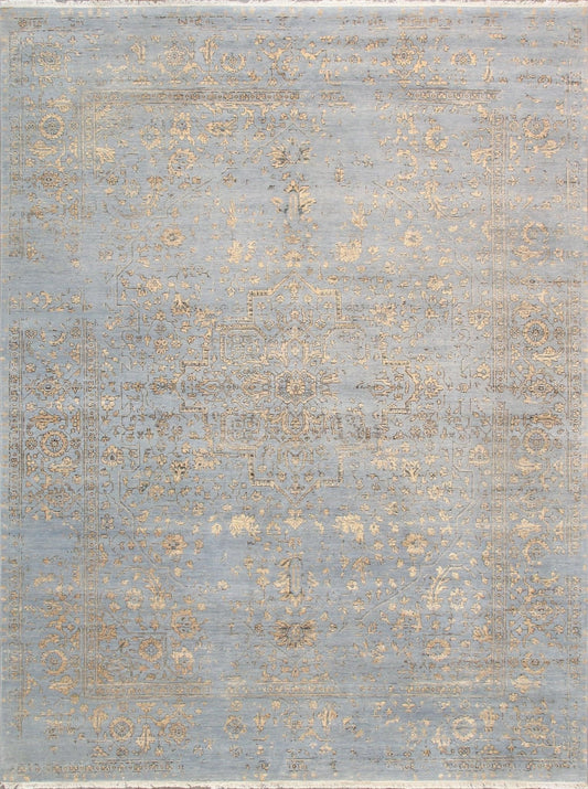 Canvello Transitional Hand Knotted Bsilk & Wool Area Rug - 8'11" X 11'9"-0