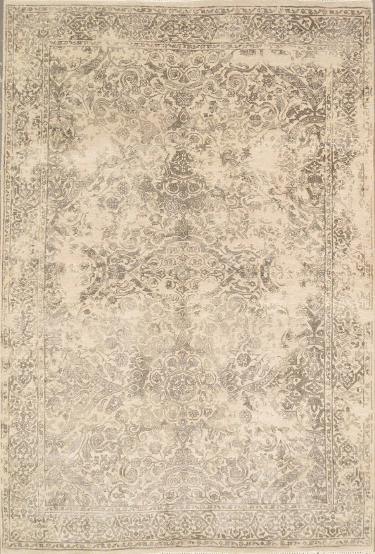 Canvello Transitional Hand-Knotted Silk & Wool Area Rug- 4'1" X 6'-0