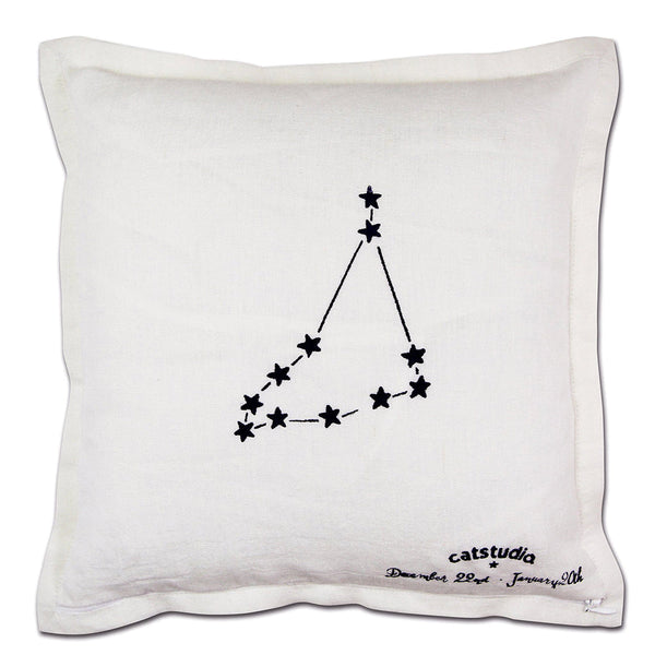 Capricorn Astrology Hand-Embroidered Pillow by Cat Studio-1