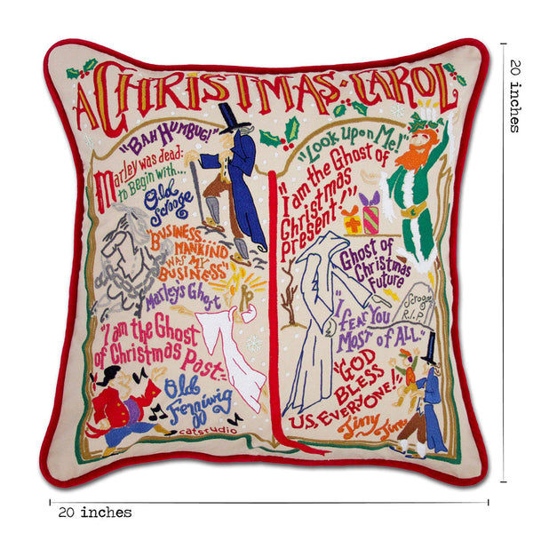 Christmas Carol Hand-Embroidered Pillow by Cat Studio-3