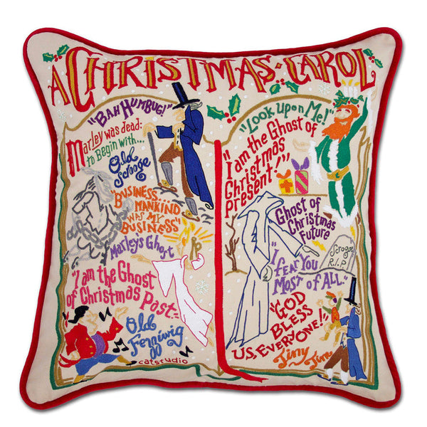 Christmas Carol Hand-Embroidered Pillow by Cat Studio-0