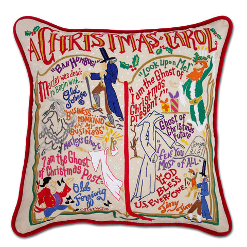 Christmas Carol Hand-Embroidered Pillow by Cat Studio-0