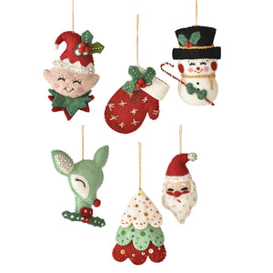 So Cute Christmas Icon Felted Ornament Set of 6-0