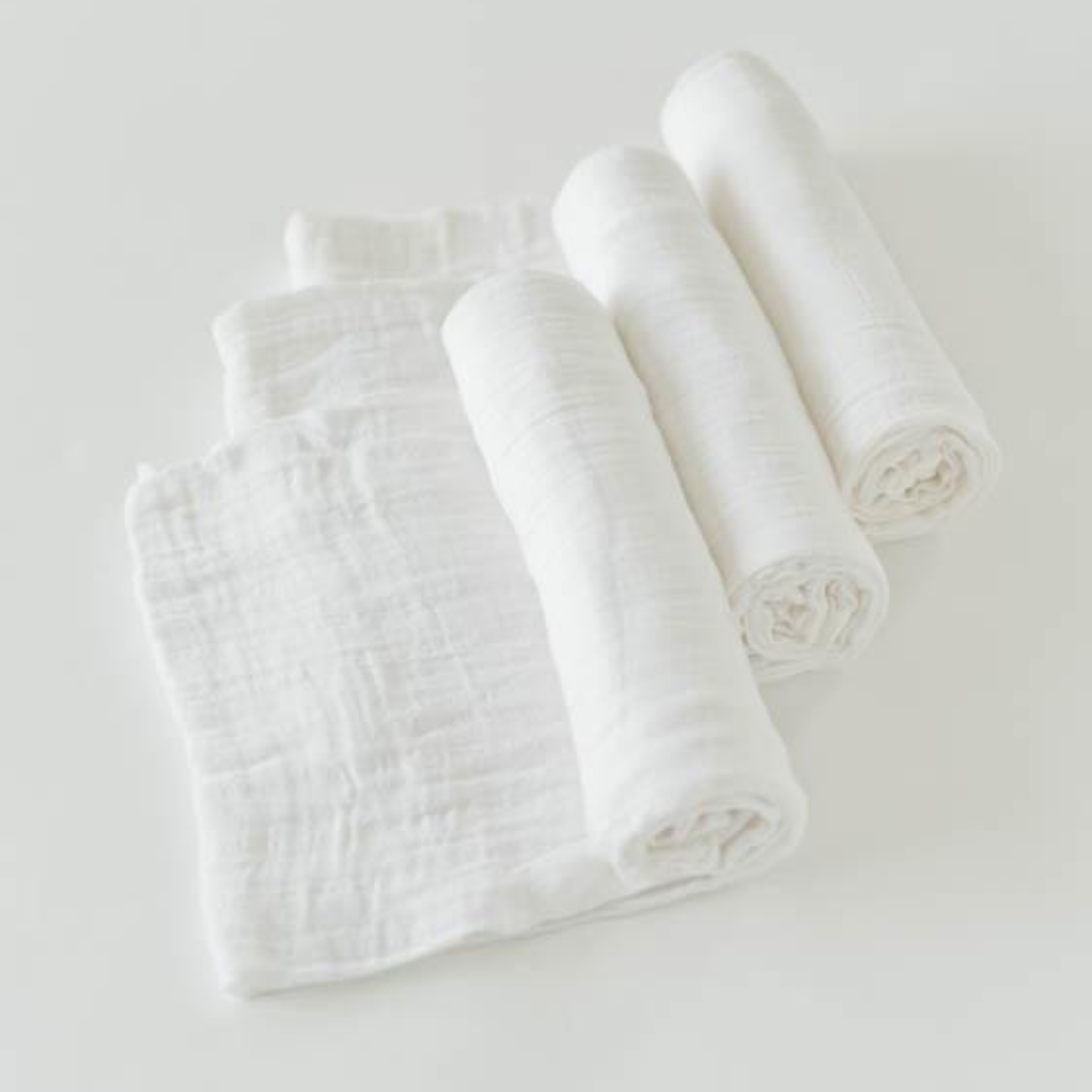 Muslin Square Baby Burp Cloth - Set of 3 - Pure White