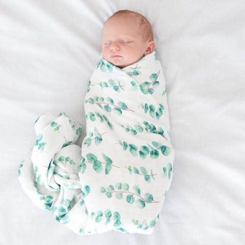 Muslin Swaddle Baby Blanket -Eucalyptus