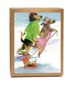 Dog Family Skate Boxed Notes - Set of 8 Cards-0