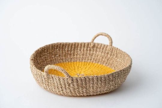 Woven Round Tray I Yellow