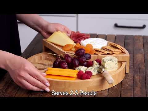 Bamboo Cheese Board and Knife Set - 14 Inch