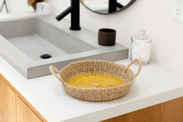 Woven Round Tray I Yellow