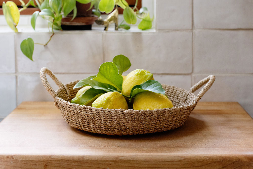 Woven Round Tray I Yellow