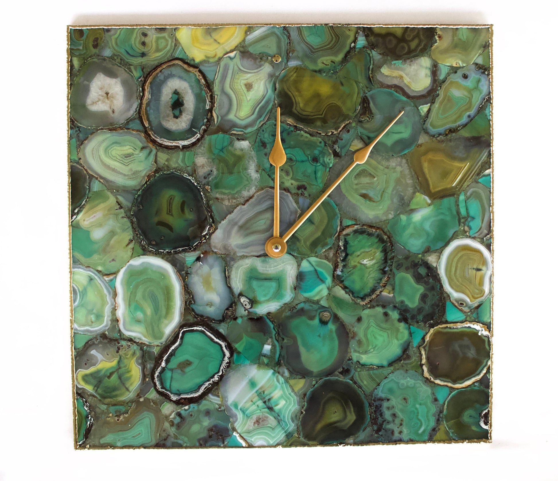 Light Green Agate Wall Clock | Square-0