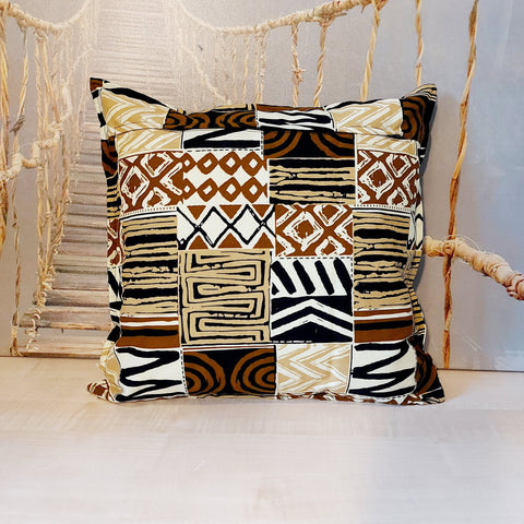 Set of 2 / 4 African Print | 40x40cm | Mudcloth Boho Cushion Cover 100% Cotton Wax Ankara Fabric-1