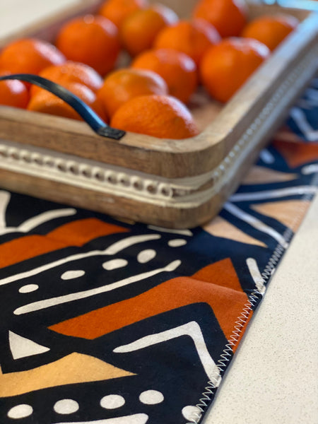 Handmade, Coffee Table Runner, Orange Bologan, Wax Print-5