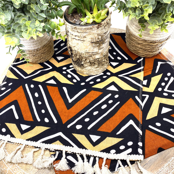 Handmade, Coffee Table Runner, Orange Bologan, Wax Print-0