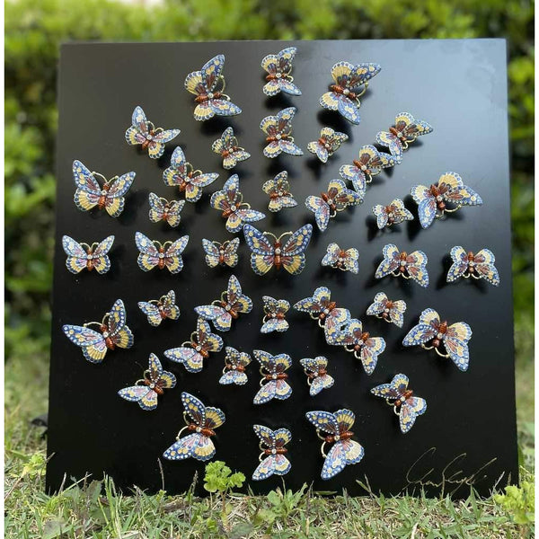 Círculo de mariposas arte de pared negro