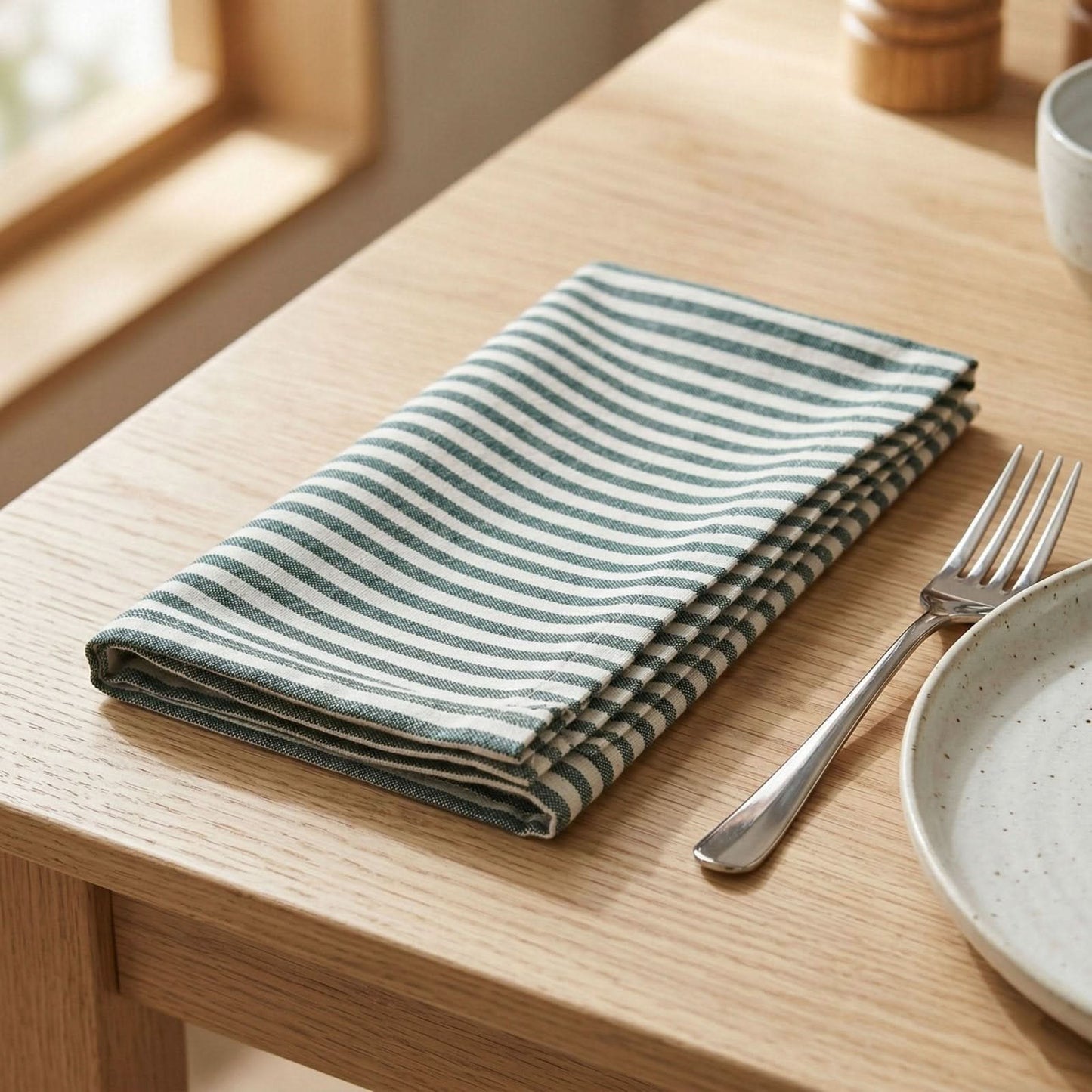 Lemon Tree Green Stripe Cloth Napkin - Set of 4