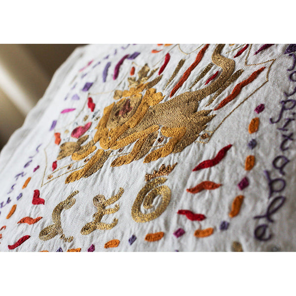 Leo Astrology Hand-Embroidered Pillow by Cat Studio-2