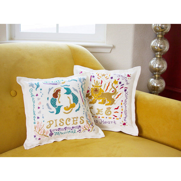 Leo Astrology Hand-Embroidered Pillow by Cat Studio-3