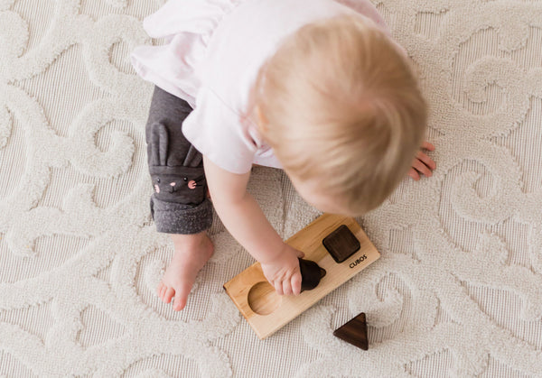 CUBOS-BASIC with Walnut inserts (100% Natural,Shape Sorter,Hardwood, Made in Canada)-3