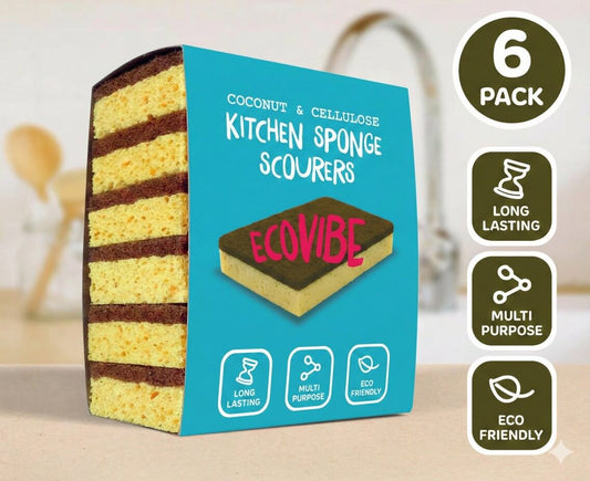 Natural Coconut & Cellulose Sponge Scourers (Pack of 6)-0