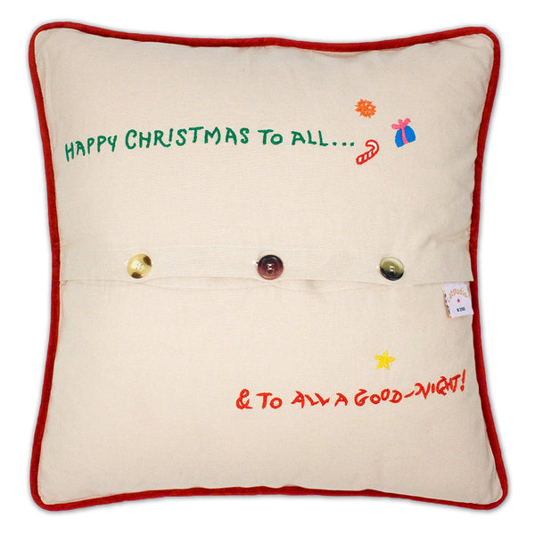 Night Before Christmas Hand-Embroidered Pillow-1