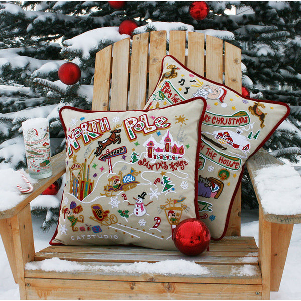 Night Before Christmas Hand-Embroidered Pillow-3