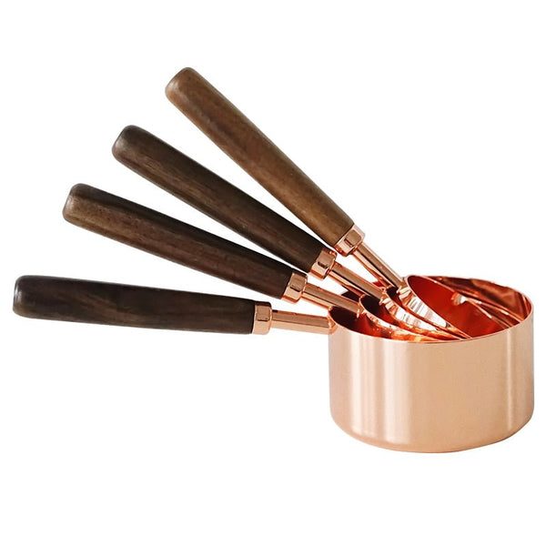 Coffee Scoop Spoon Rose Gold Plated Stainless Steel  With Wooden Handle-6