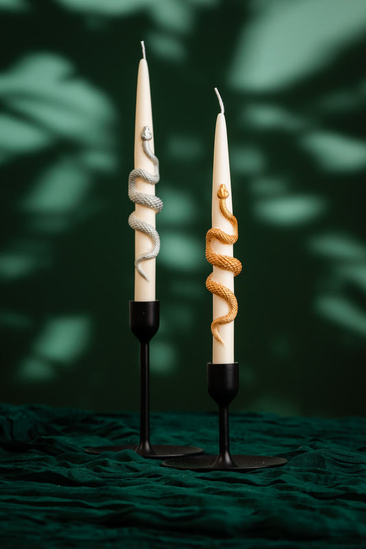 Serpent/Snake Taper Candle – Gilded Elegance in Motion
