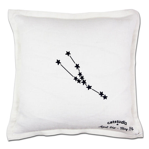 Taurus Astrology Hand-Embroidered Pillow by Cat Studio-1