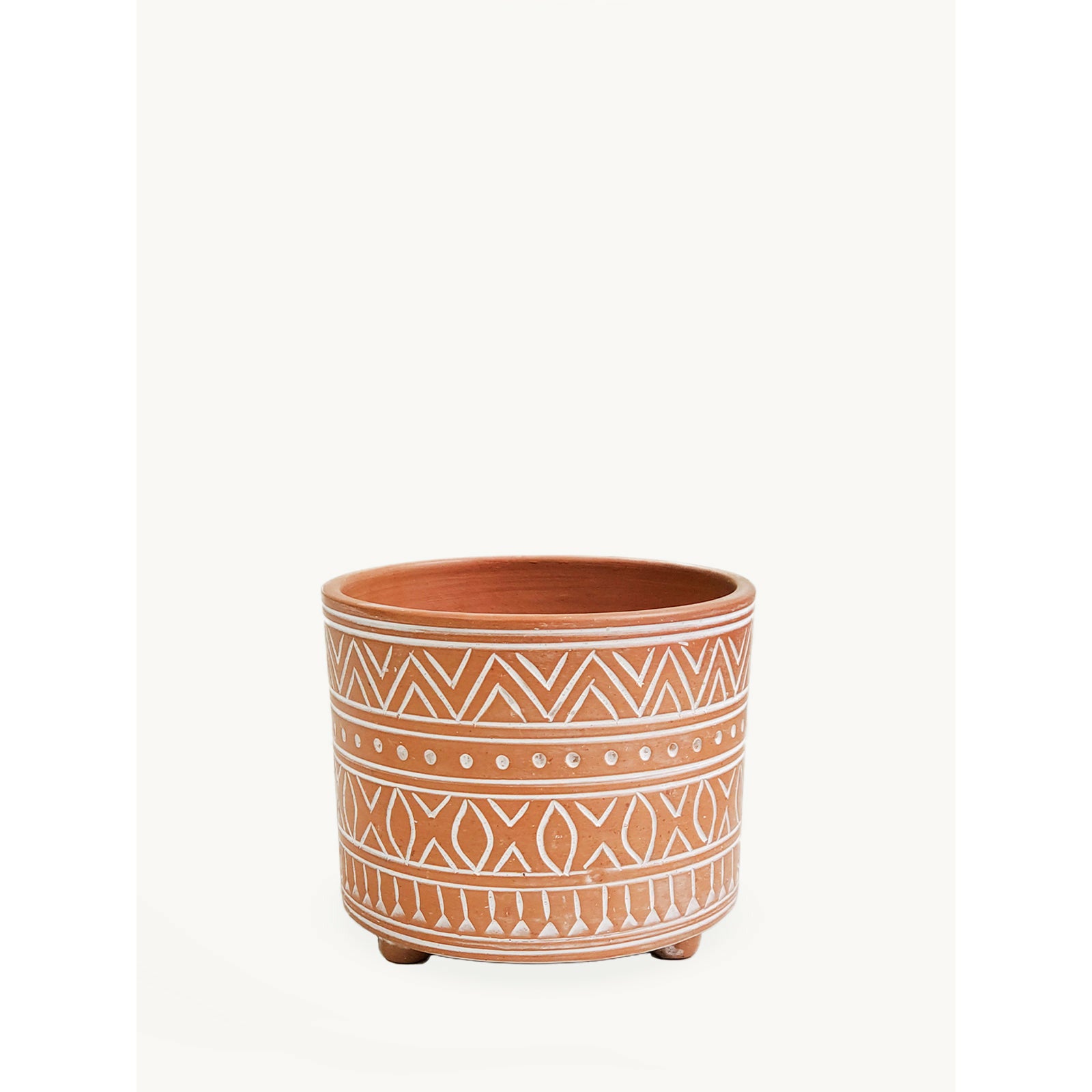 Hand Etched Terracotta Pot - Small