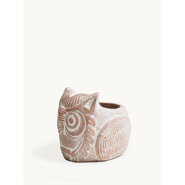 Terracotta Pot - Horned Owl