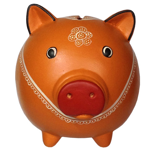Orange Ceramic Pig Bank