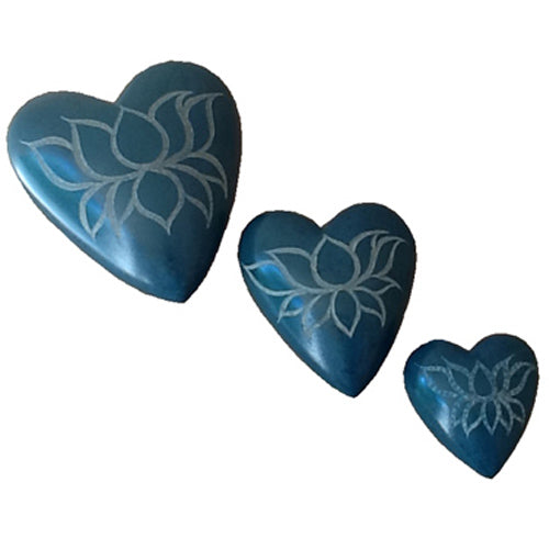 Teal Soapstone Heart w/ Etched Lotus-3