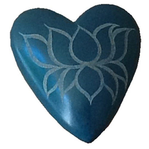 Teal Soapstone Heart w/ Etched Lotus-0
