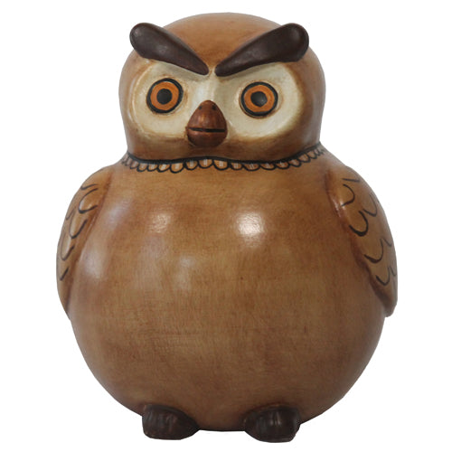Brown Ceramic Owl Bank