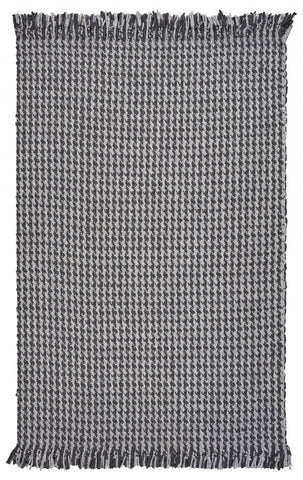 3' x 5' Grey Braided Wool Area Rug with Fringe-0