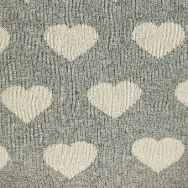 Grey and Ivory Hearts Knitted Baby Blanket-4