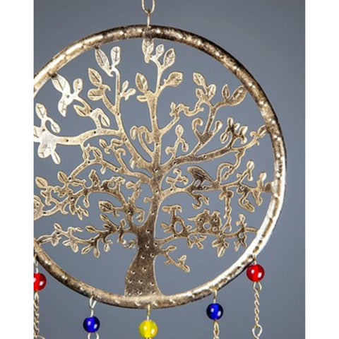 Carillón del árbol de la vida con campanas de latón de vidrio coloreado