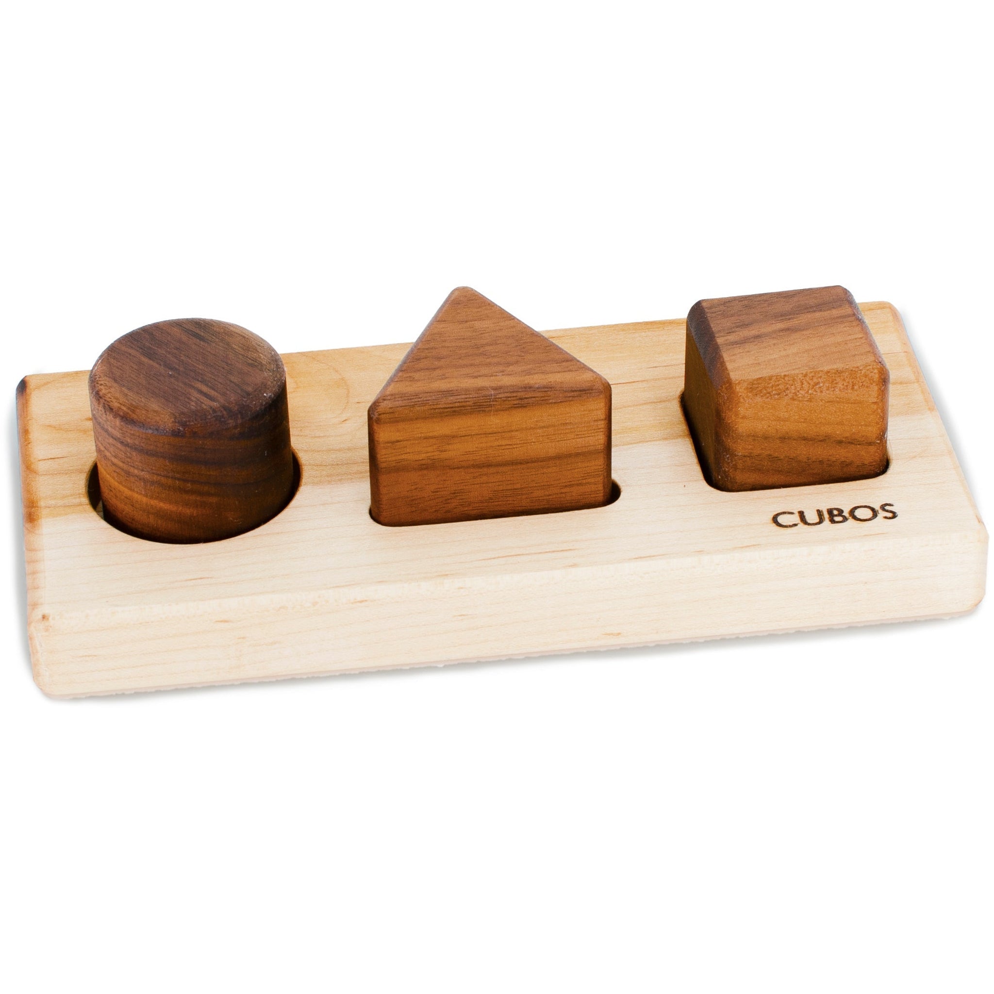 CUBOS-BASIC with Walnut inserts (100% Natural,Shape Sorter,Hardwood, Made in Canada)